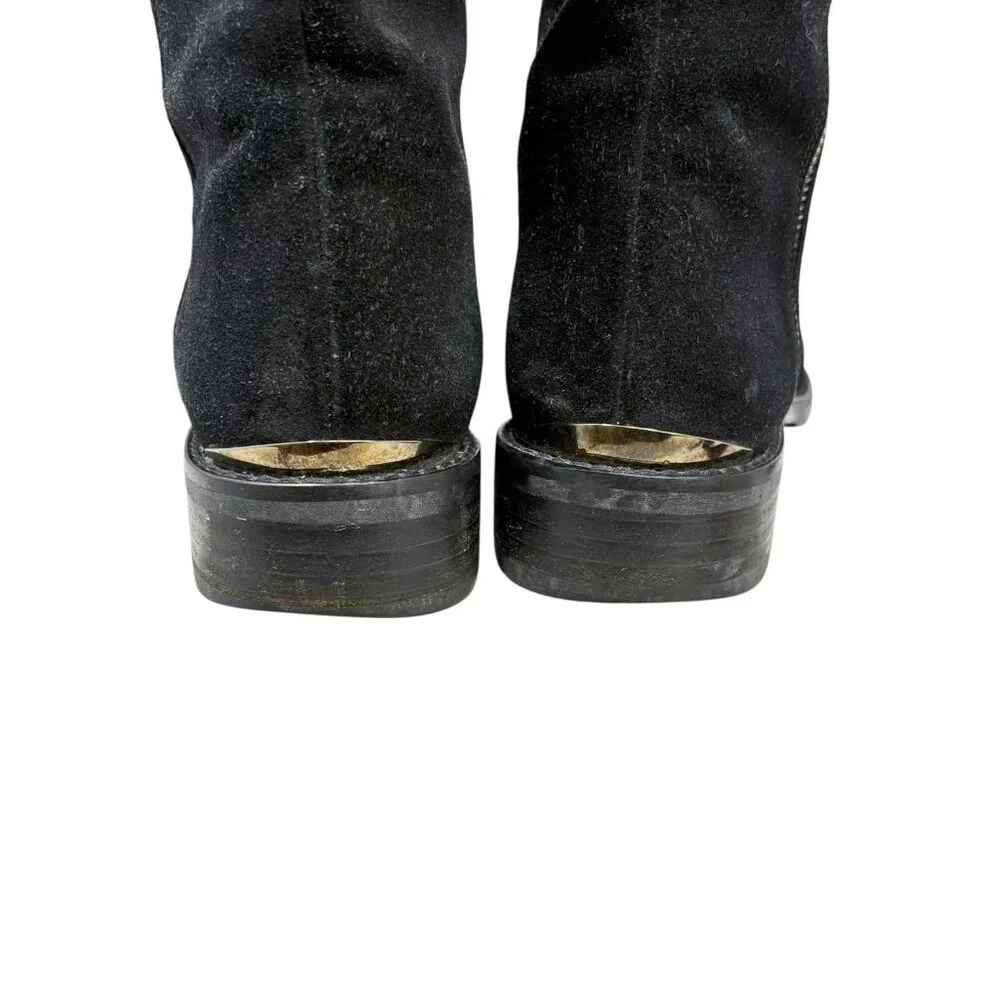 STUART WEITZMAN Duluth‎ Black Suede Cheetah Lining Mid Calf Boot